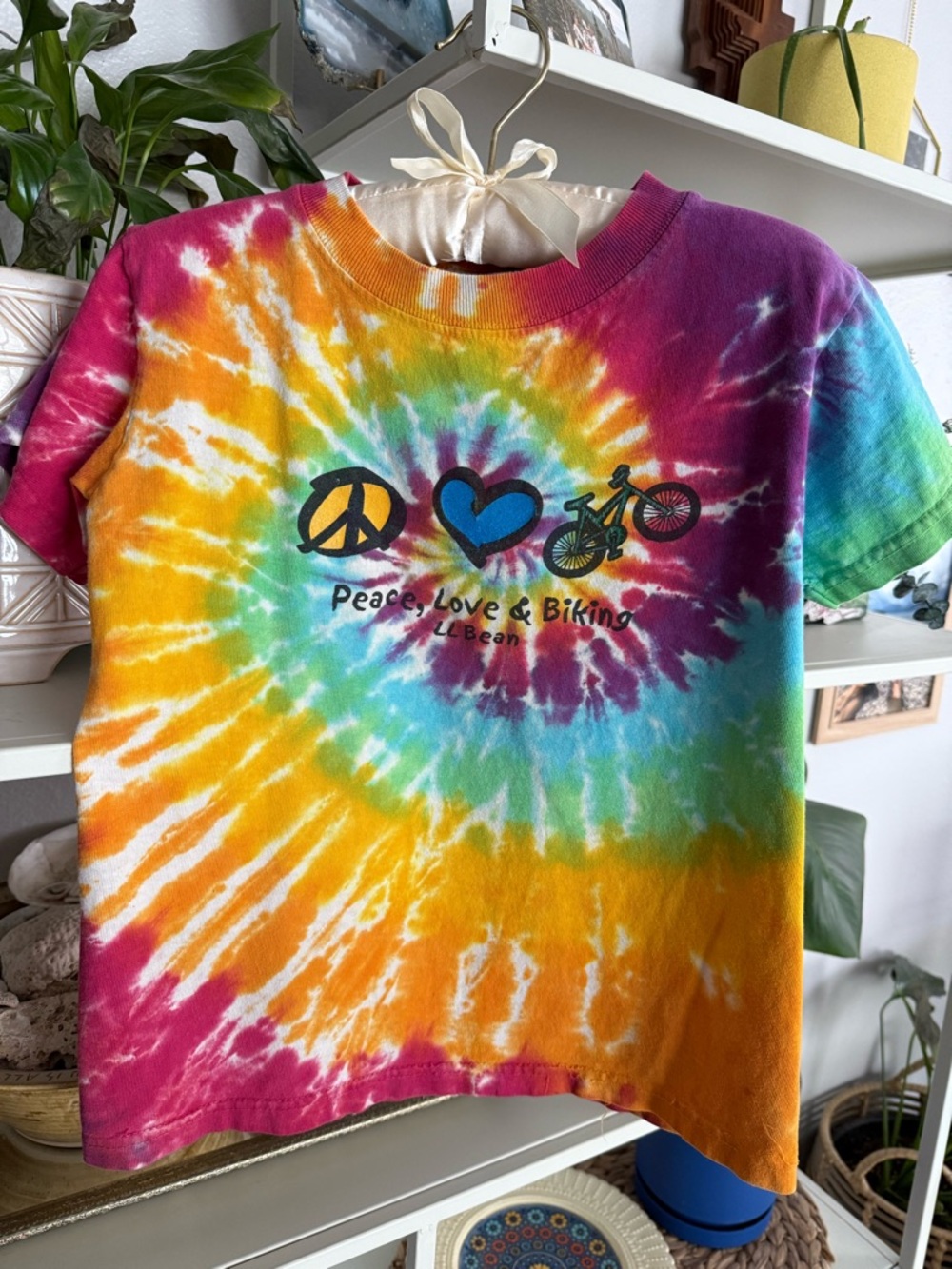 L.L. Bean Kids Tie-Dye Tee in Rainbow Pink, Orange, Yellow, Green, Blue, Purple
